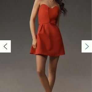 Farm Rio Antropologie Red Strapless Heart  Dress Sz Medium